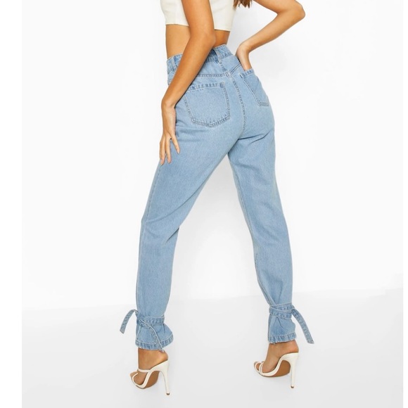 High Waist Tie Hem Tapered Jeans (NWOT) - Picture 2 of 3